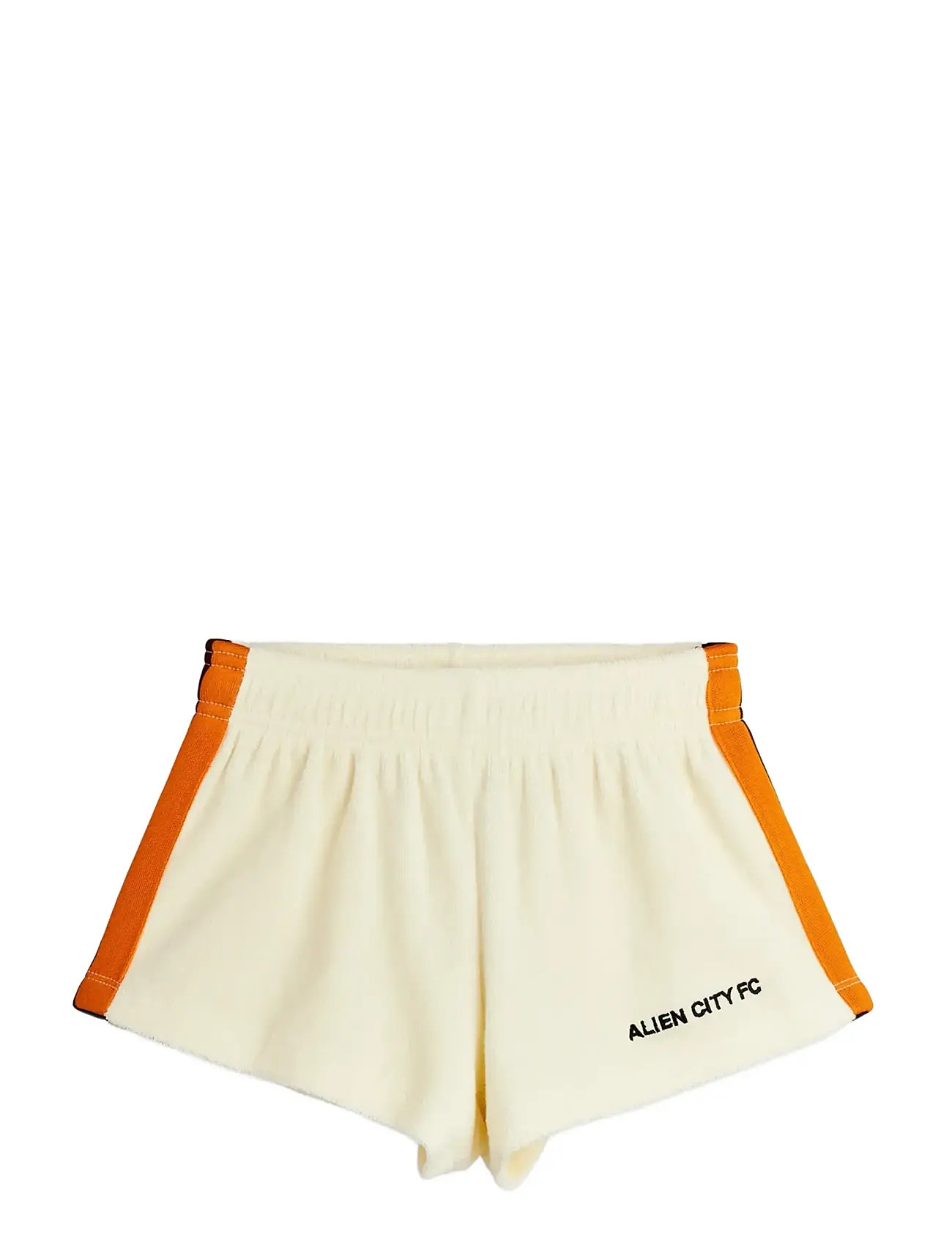 Mini Rodini Alien City Fc Emb Terry Sweatshorts, 128/134, White, Shorts > Svedeshorts, Børn