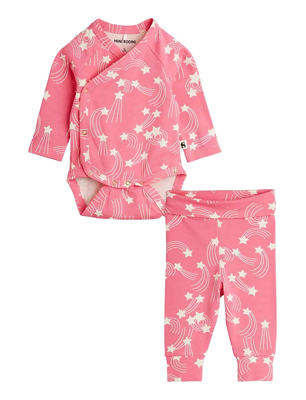 Mini Rodini Starfall Aop Nb Baby Set, 68, Pink, Sæt > Sæt Med Krop, Børn
