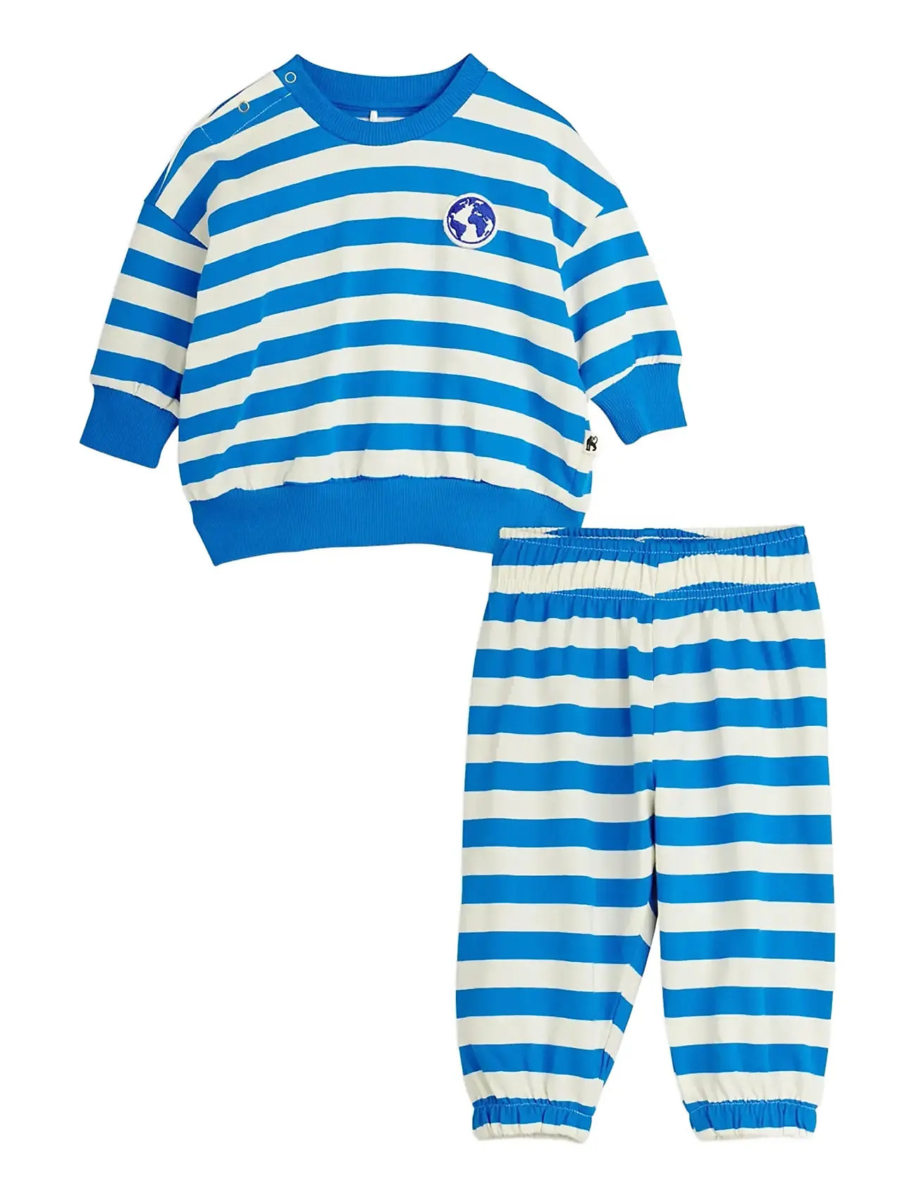 Mini Rodini Earth Yd Stripe Baby Set, 80/86, Blue, Sæt > Sæt Med Langærmet T-Shirt, Børn