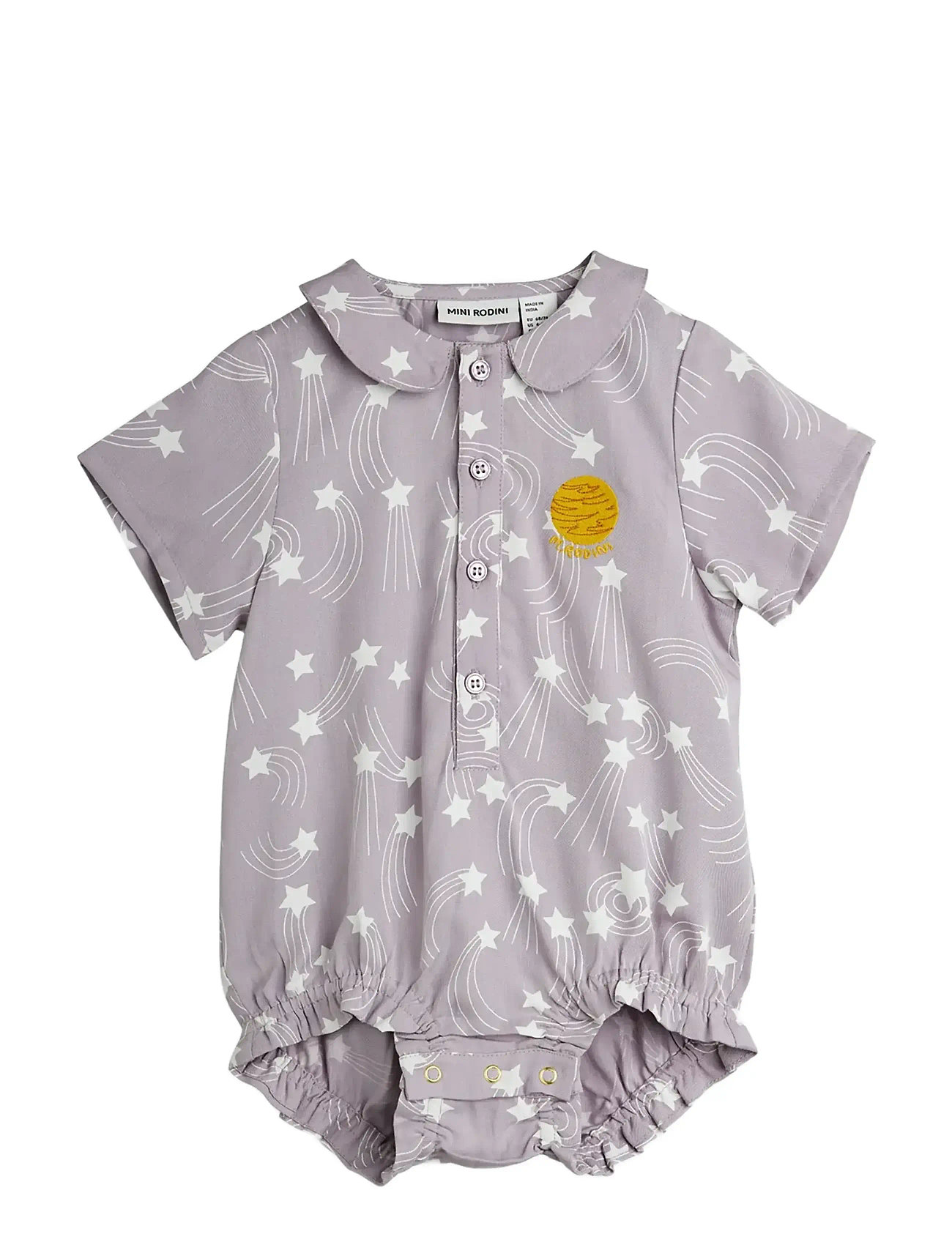 Mini Rodini Starfall Aop Woven Body, 56/62, Purple, Bodysuits > Kortærmede, Børn