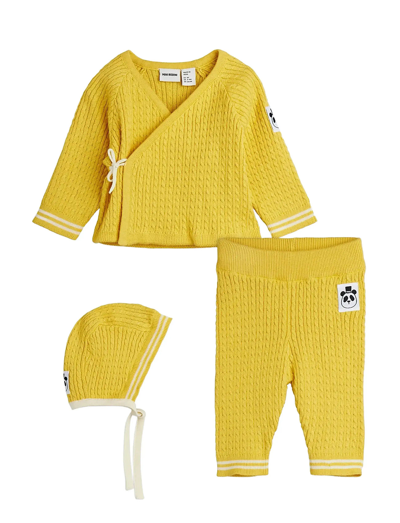 Mini Rodini Cable Knit Baby Kit, 62, Yellow, Strik > Cardigans, Børn