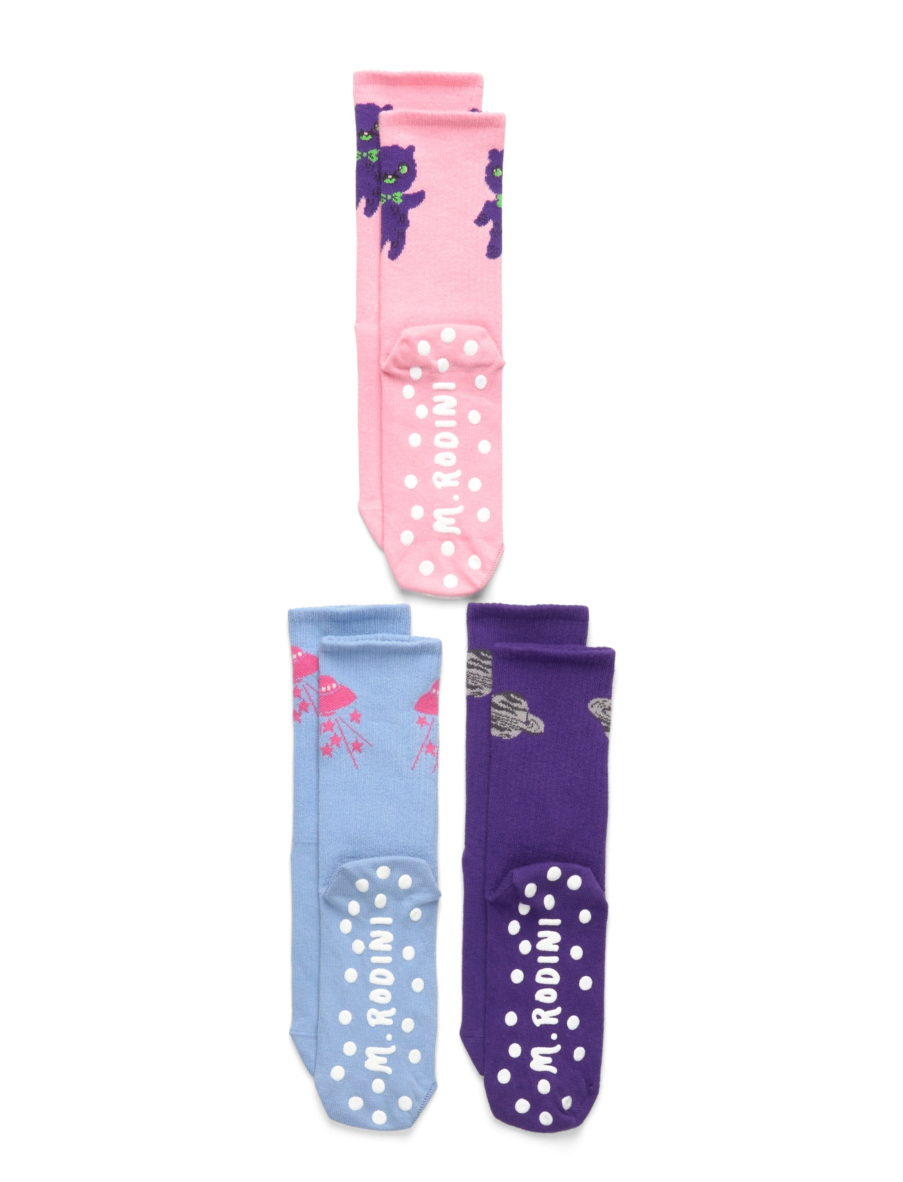 Mini Rodini Planet 3-Pack Anti-Slip Socks, 32/35, Multi/patterned, Sokker Og Strømpebukser > Skridsikre Sokker, Børn