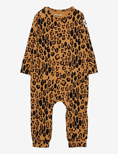 Basic leopard jumpsuit baby - long-sleeved - beige