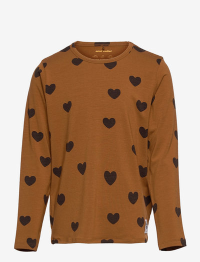Basic hearts ls tee TENCEL™ - wzorzysty t-shirt z długimi rękawami - brown