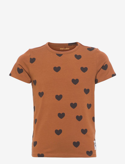 Basic hearts ss tee TENCEL™ - wzorzysty t-shirt z krótkimi rękawami - brown