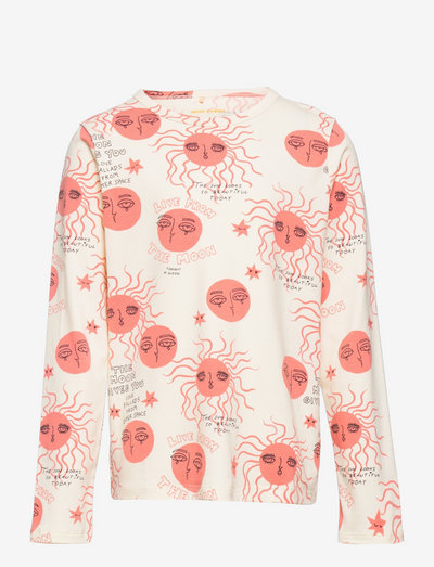 Moon and sun ls tee - apdrukāts t-krekls ar garām piedurknēm - pink