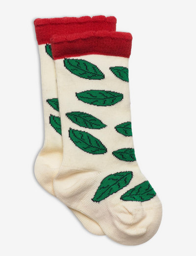 Leaf scallop socks - strumpor - white