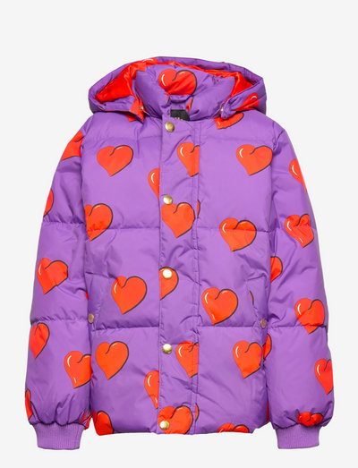 Hearts puffer jacket - wyściełana kurtka - purple