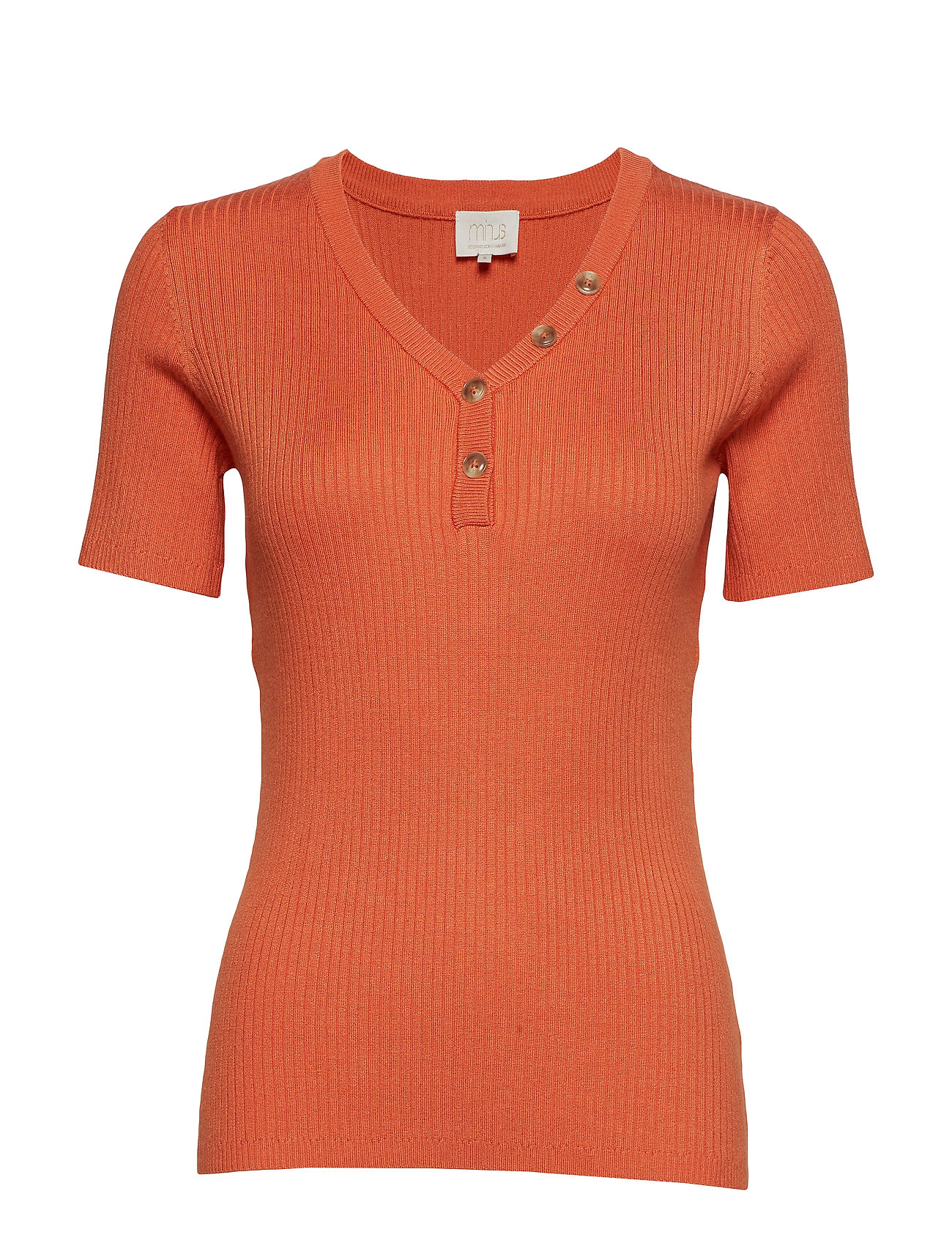 Jolan Knit Tee T Shirts Tops Short Sleeved Oranje Minus minus kopen in de aanbieding