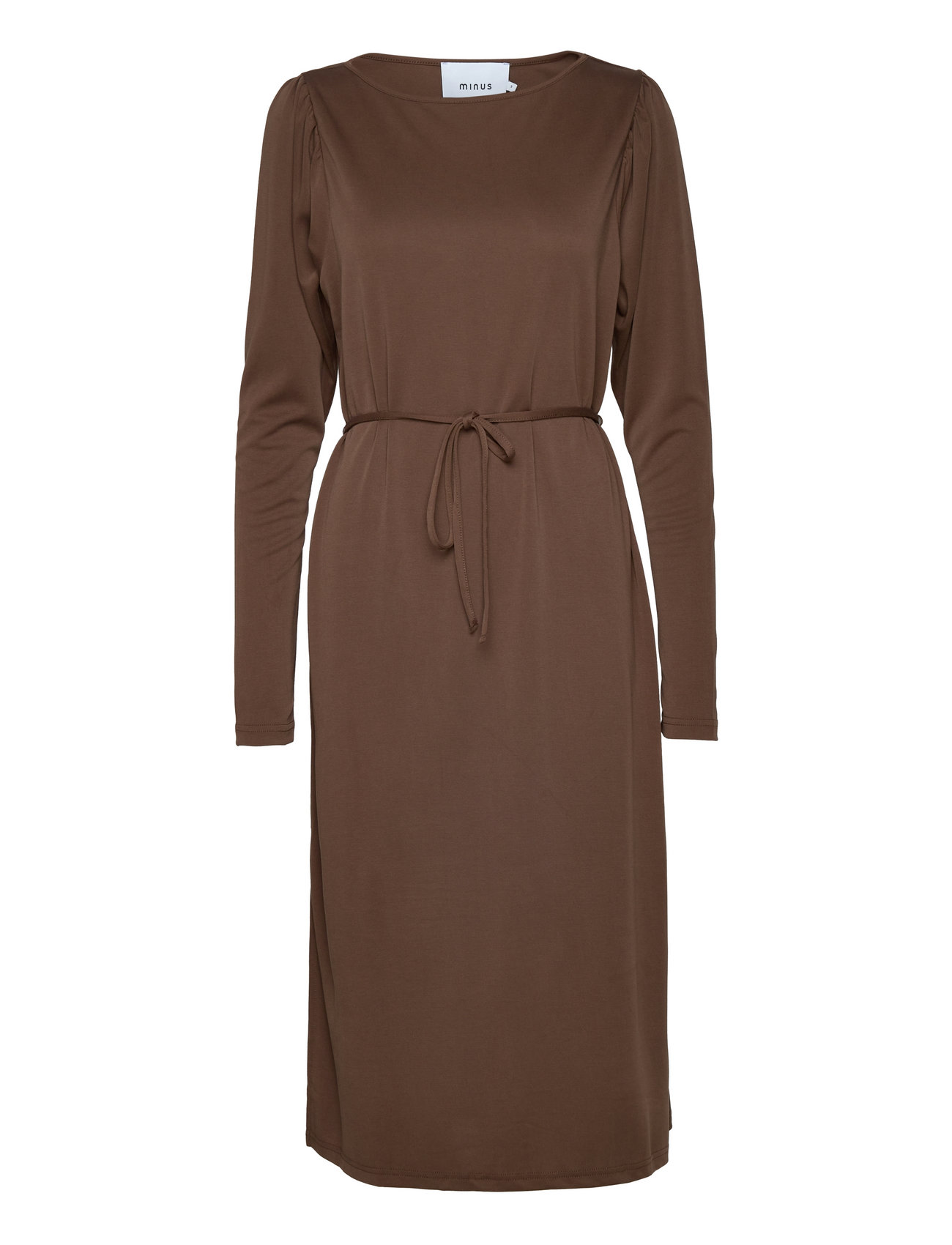 Brinley Boatneck Dress Brown Minus