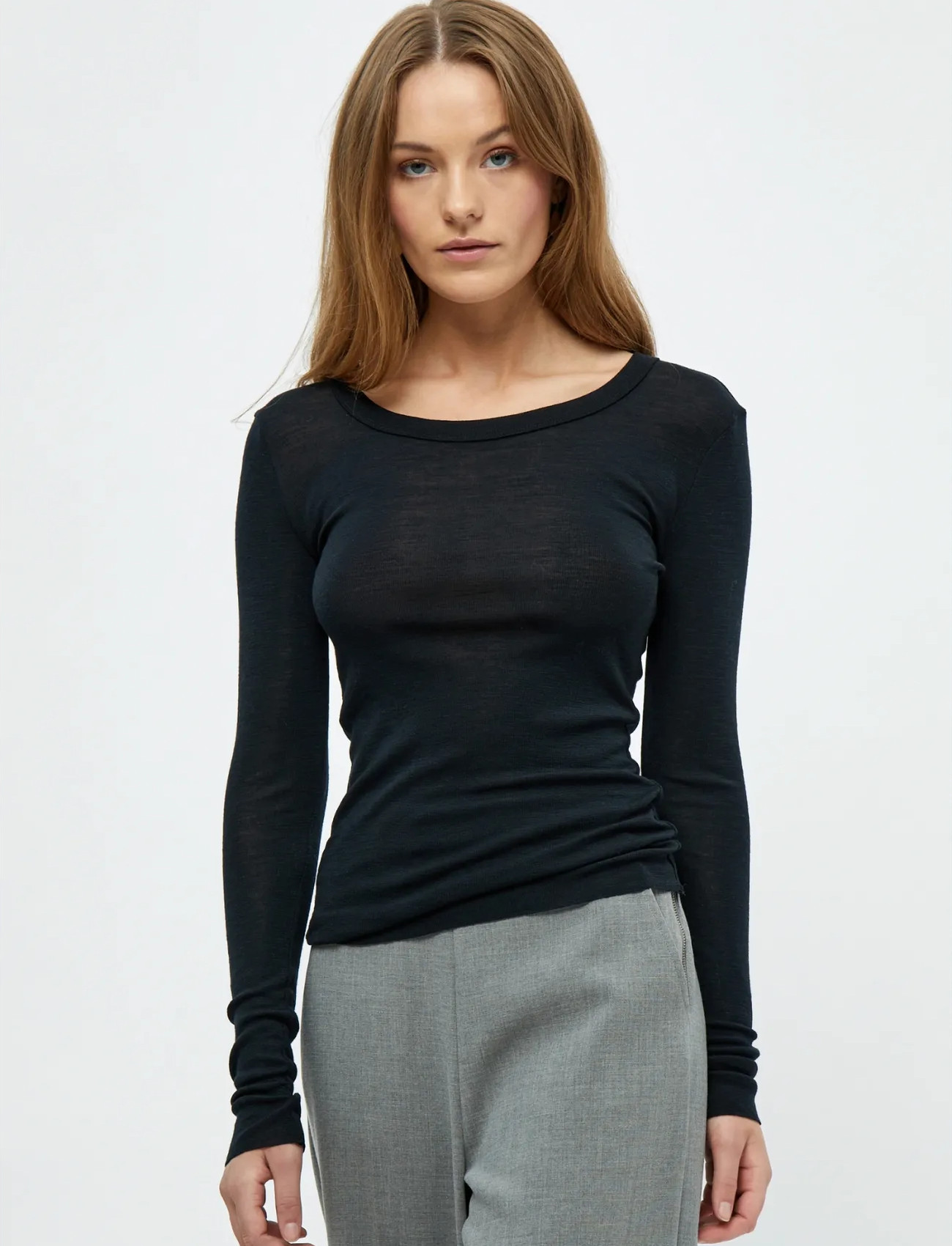 Minus Mscally Long Sleeve Top, XXL, Black, T-Shirts & Toppe > Langærmede, Dame