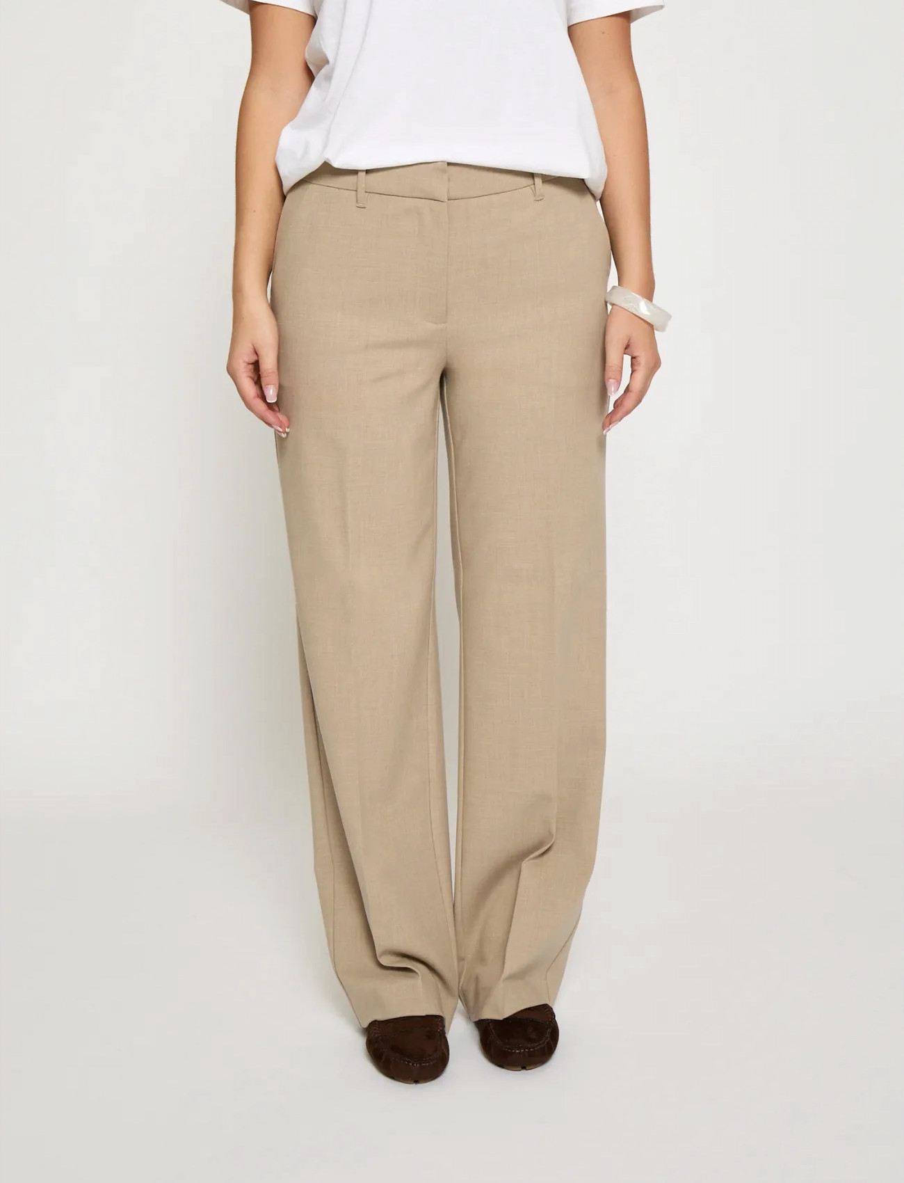 Minus Mswelma Mid Waist Pant, 42, Beige, Bukser > Lige Ben, Dame