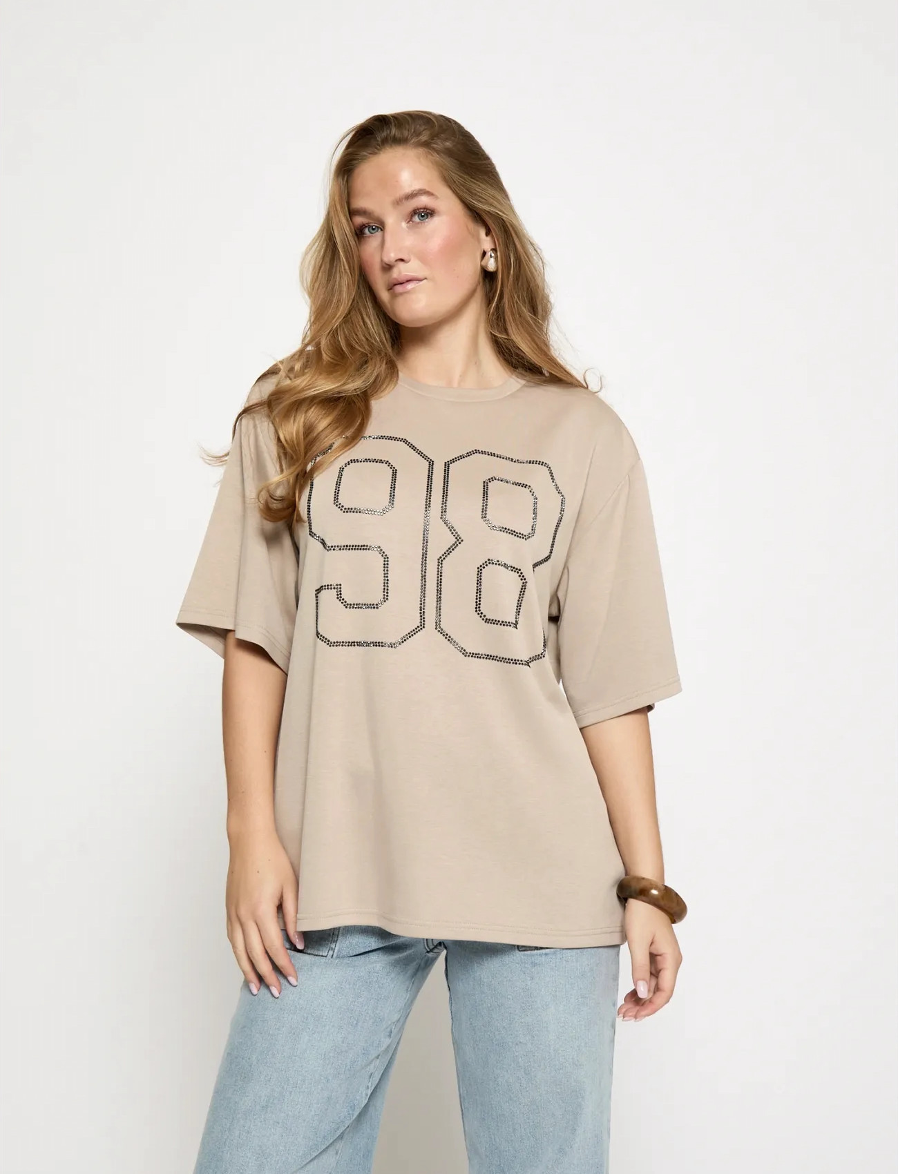 Minus Msmalou T-Shirt, S, Beige, T-Shirts & Toppe > Kortærmede, Dame