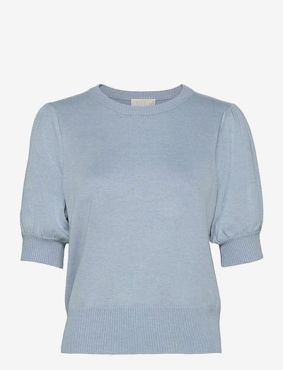 Liva knit tee - trøjer - dusty blue melange