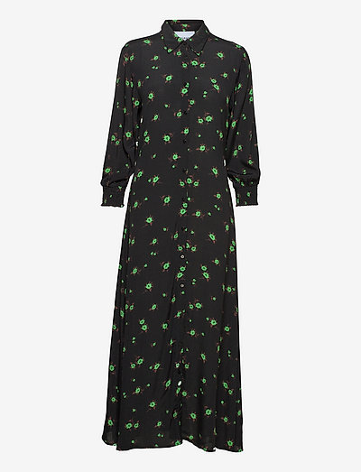 Alexi maxi dress - skjortekjoler - apple green flower print