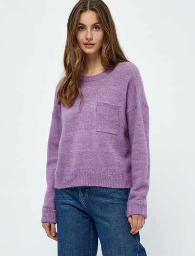 Dita Knit Pocket Pullover 1 - neulepuserot - violet melange