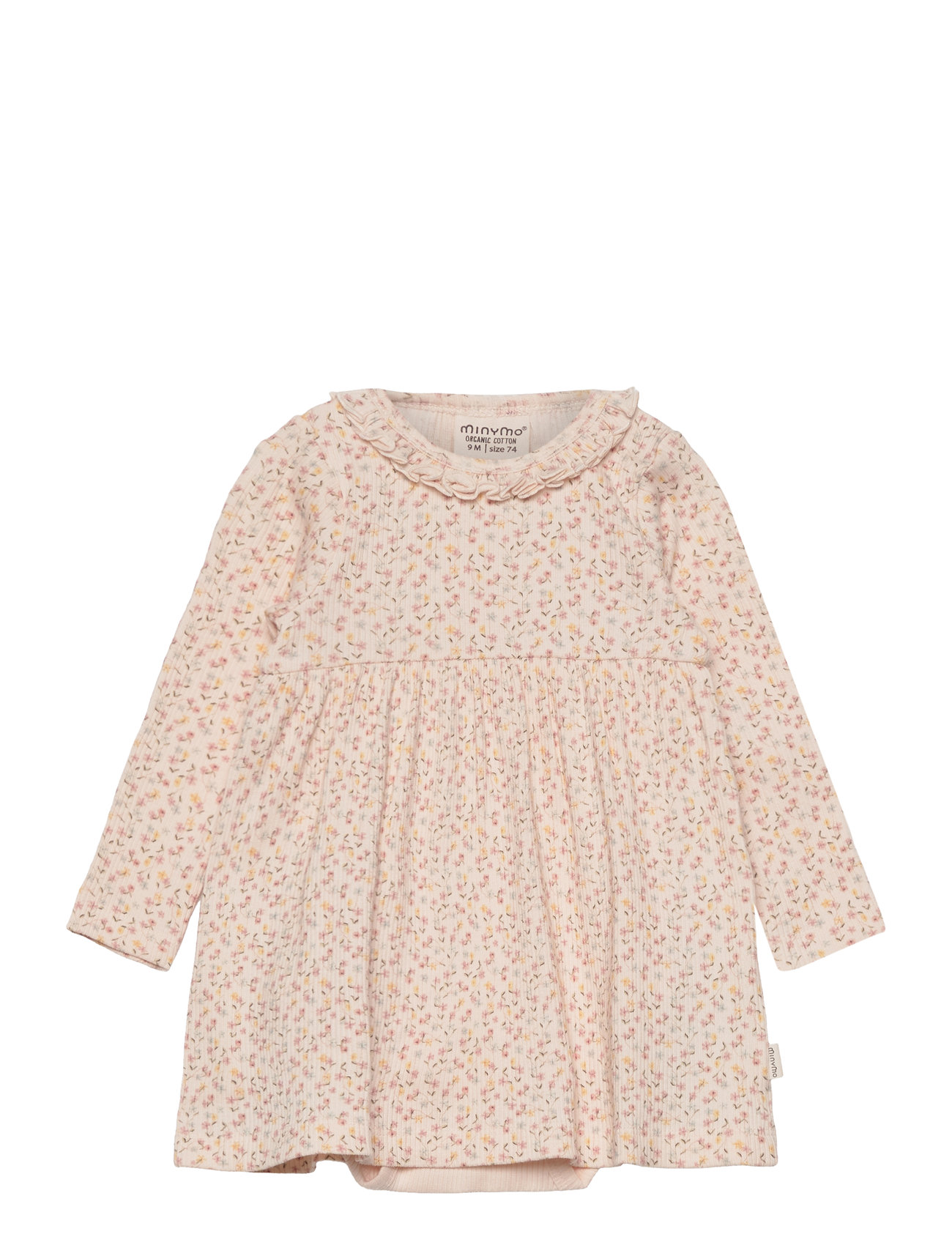 Dress Ls Aop Rib Pink Minymo 155302