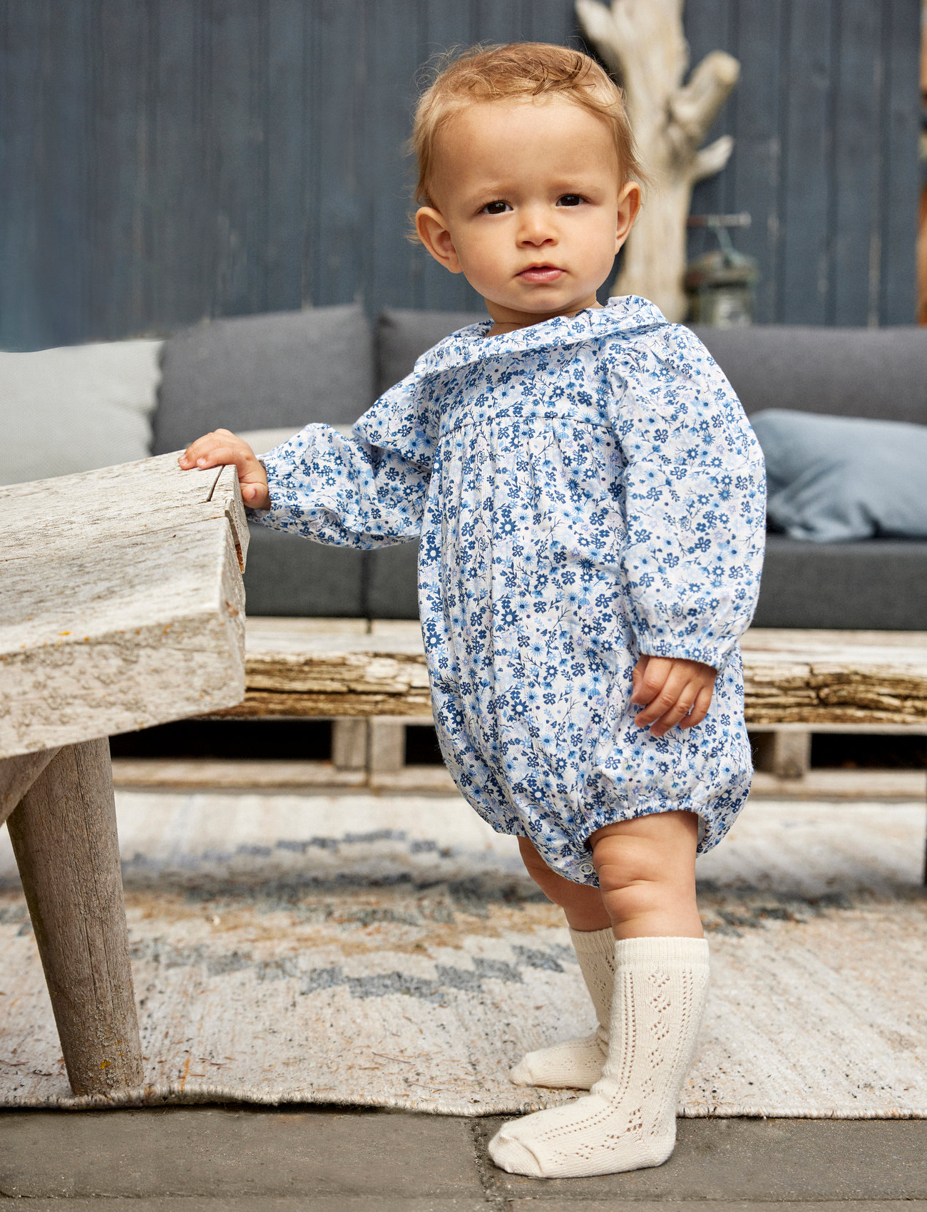 Minymo Body Ls Aop W. Lining, 86, Blue, Bodys > Langærmede, Børn