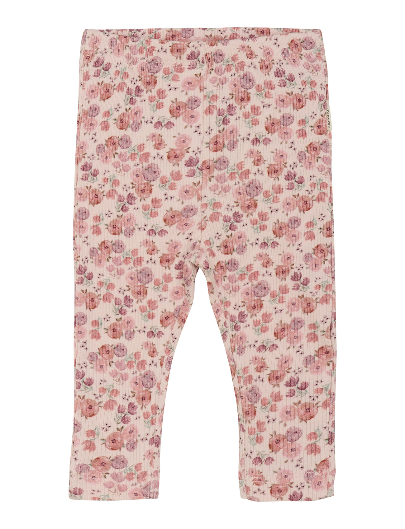 Minymo Leggings Aop Rib, 62, Pink, Underdele > Leggings, Børn