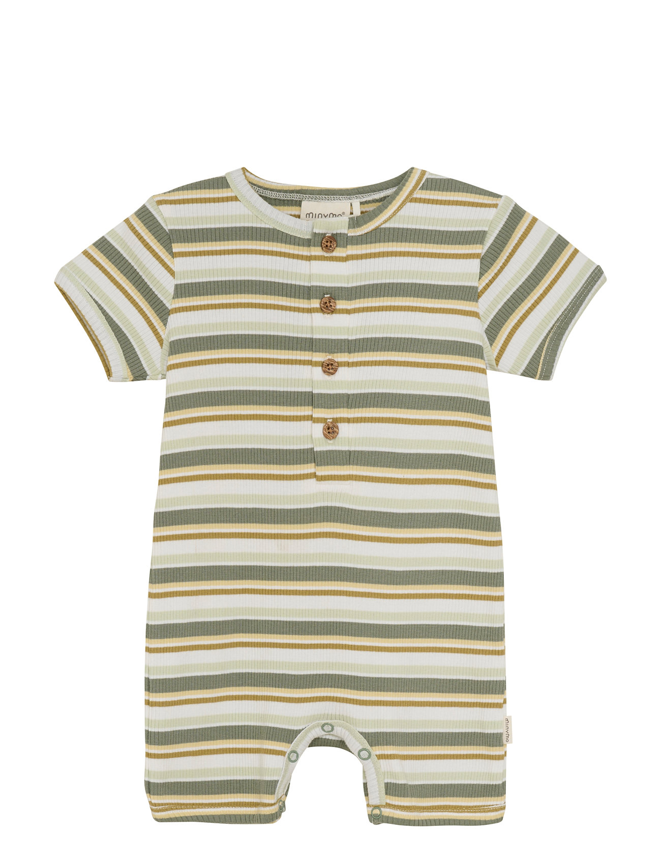 Minymo Suit Ss Y/D Rib, 68, Green, Bodysuits > Kortærmede, Børn