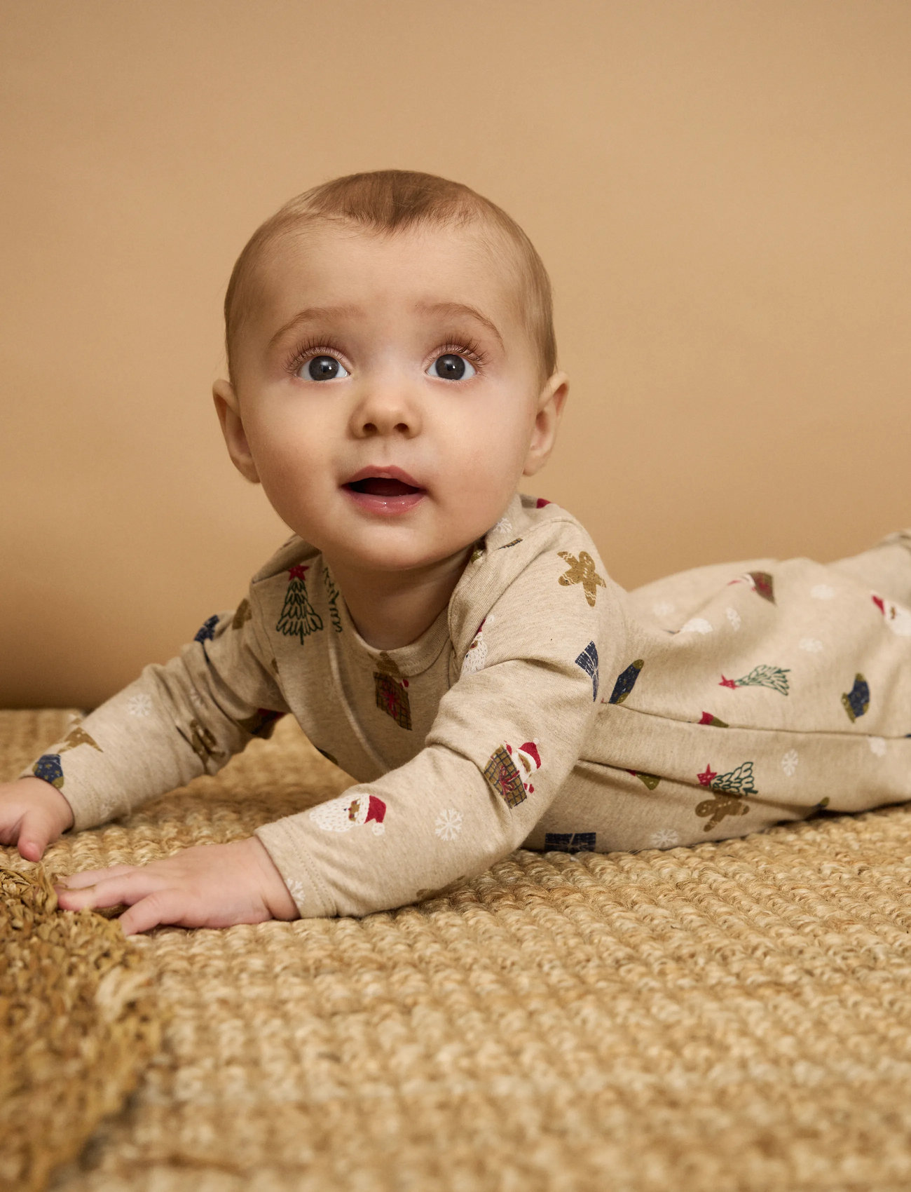 Minymo Suit Ls Aop, 80, Beige, Bodysuits > Langærmede Bodysuits, Børn
