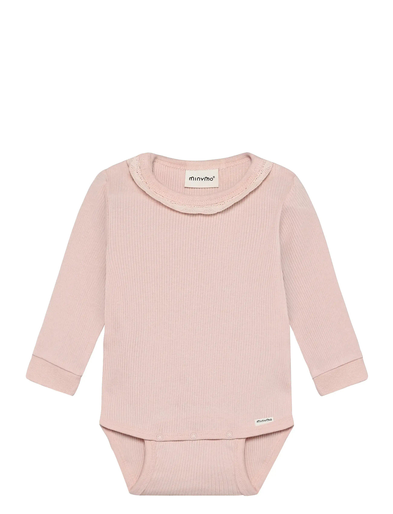 Minymo Body Ls Rib, 62, Pink, Bodysuits > Langærmede Bodysuits, Børn