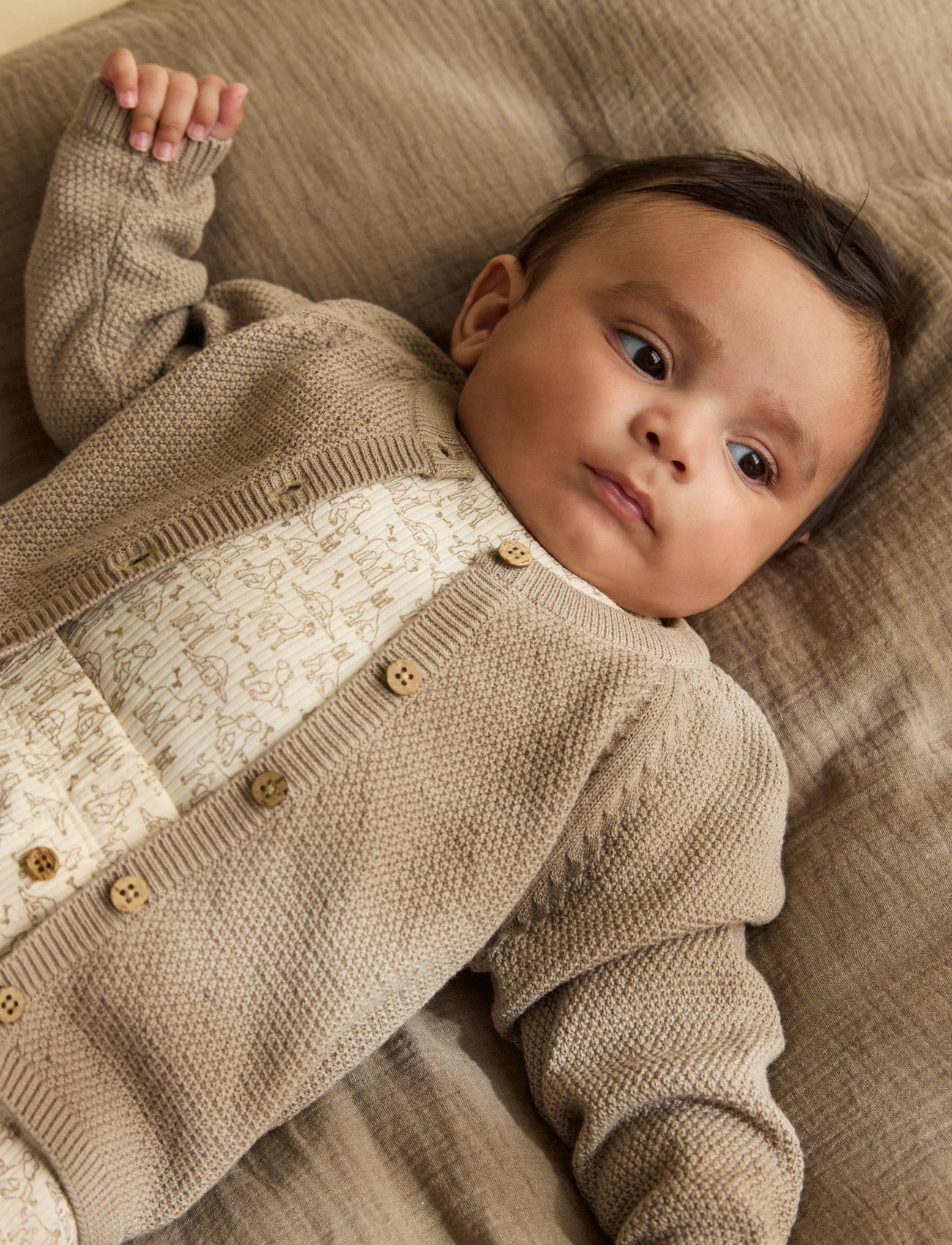 Minymo Cardigan Knit, 56, Beige, Strik > Cardigans, Børn