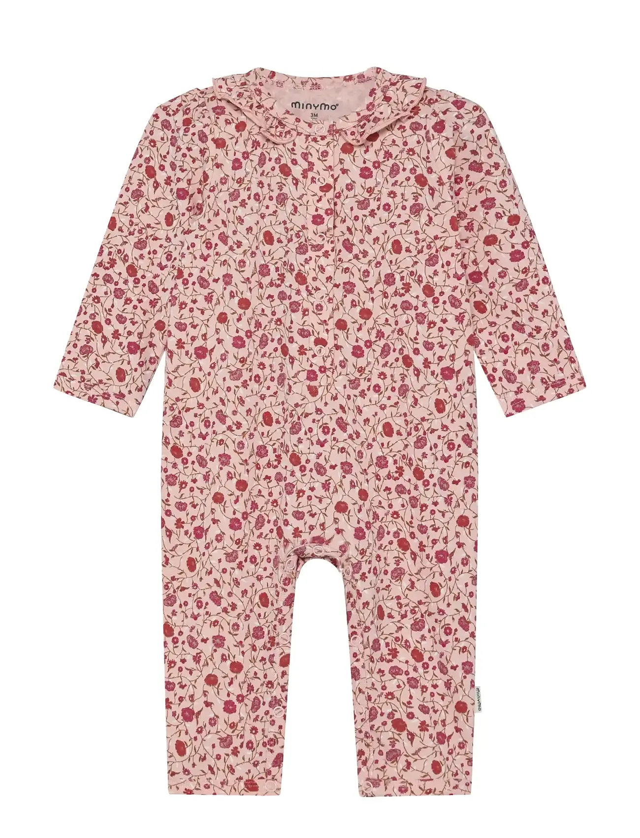Minymo Suit Ls Aop, 80, Pink, Bodysuits > Langærmede Bodysuits, Børn