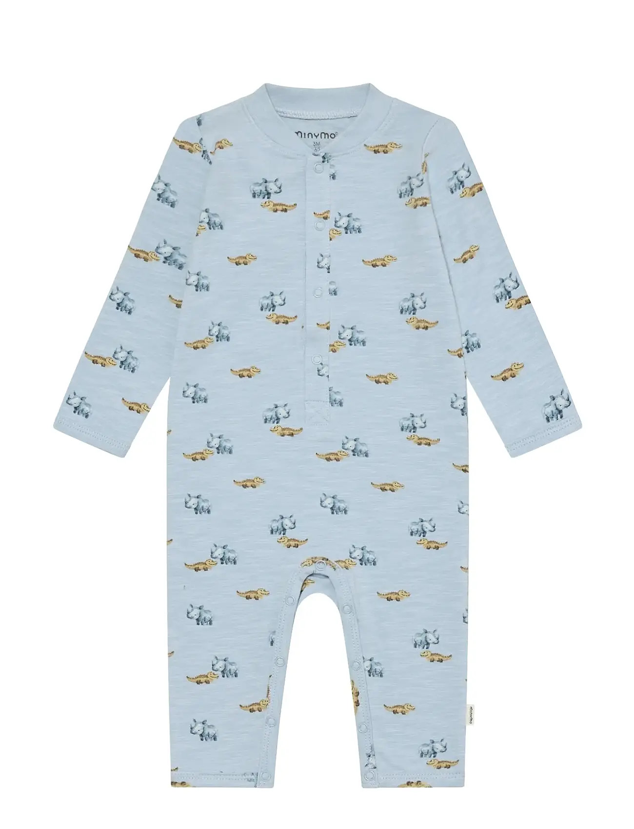 Minymo Suit Ls Aop, 80, Blue, Bodysuits > Langærmede Bodysuits, Børn