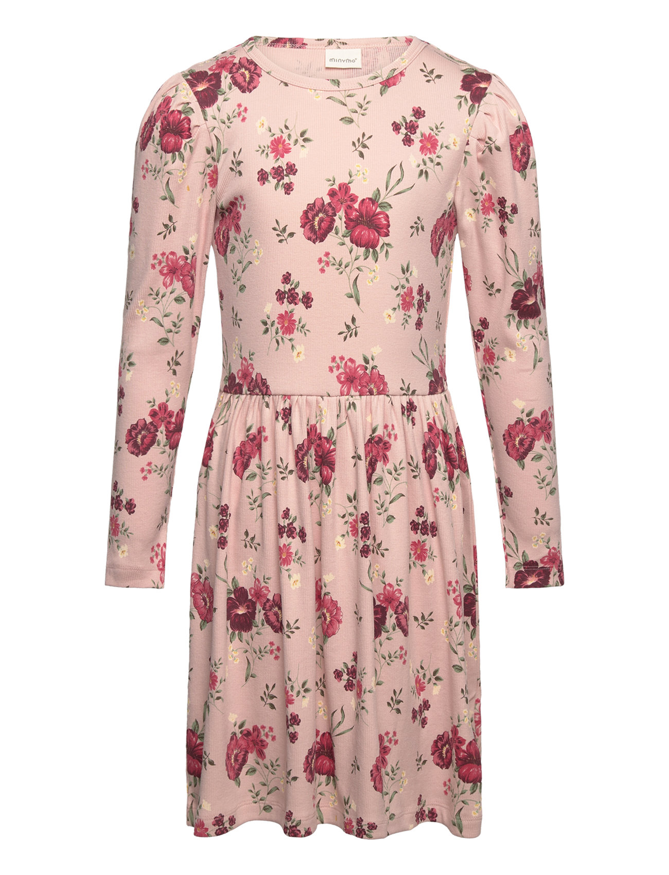 Dress Ls Aop Rib Pink Minymo 183277