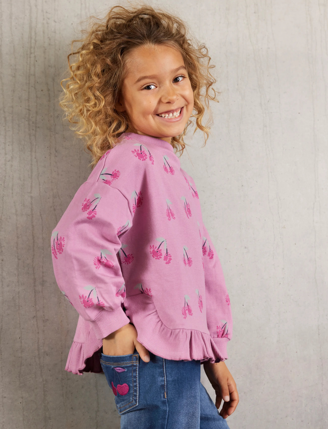Minymo Sweatshirt Ls Aop, 104, Pink, Sweatshirts & Hættetrøjer > Sweatshirts, Børn