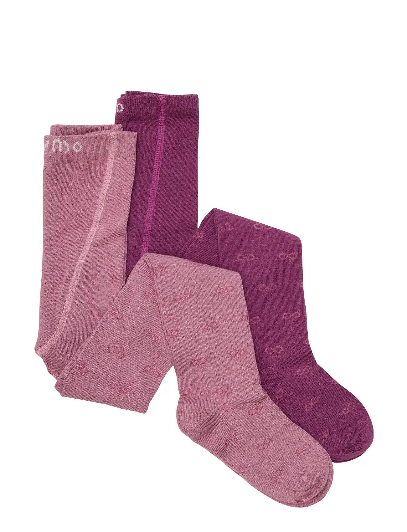 MINYMO 2-Pack Stockings W. Pattern Pink - 68< - Kinder