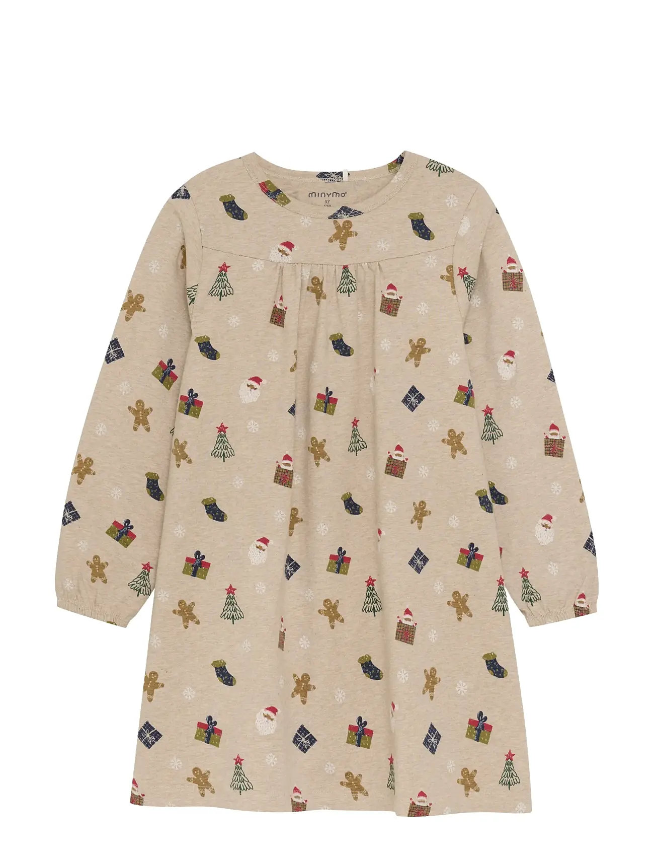 Minymo Nightdress Ls Aop, 122, Beige, Pyjamas > Natkjoler, Børn