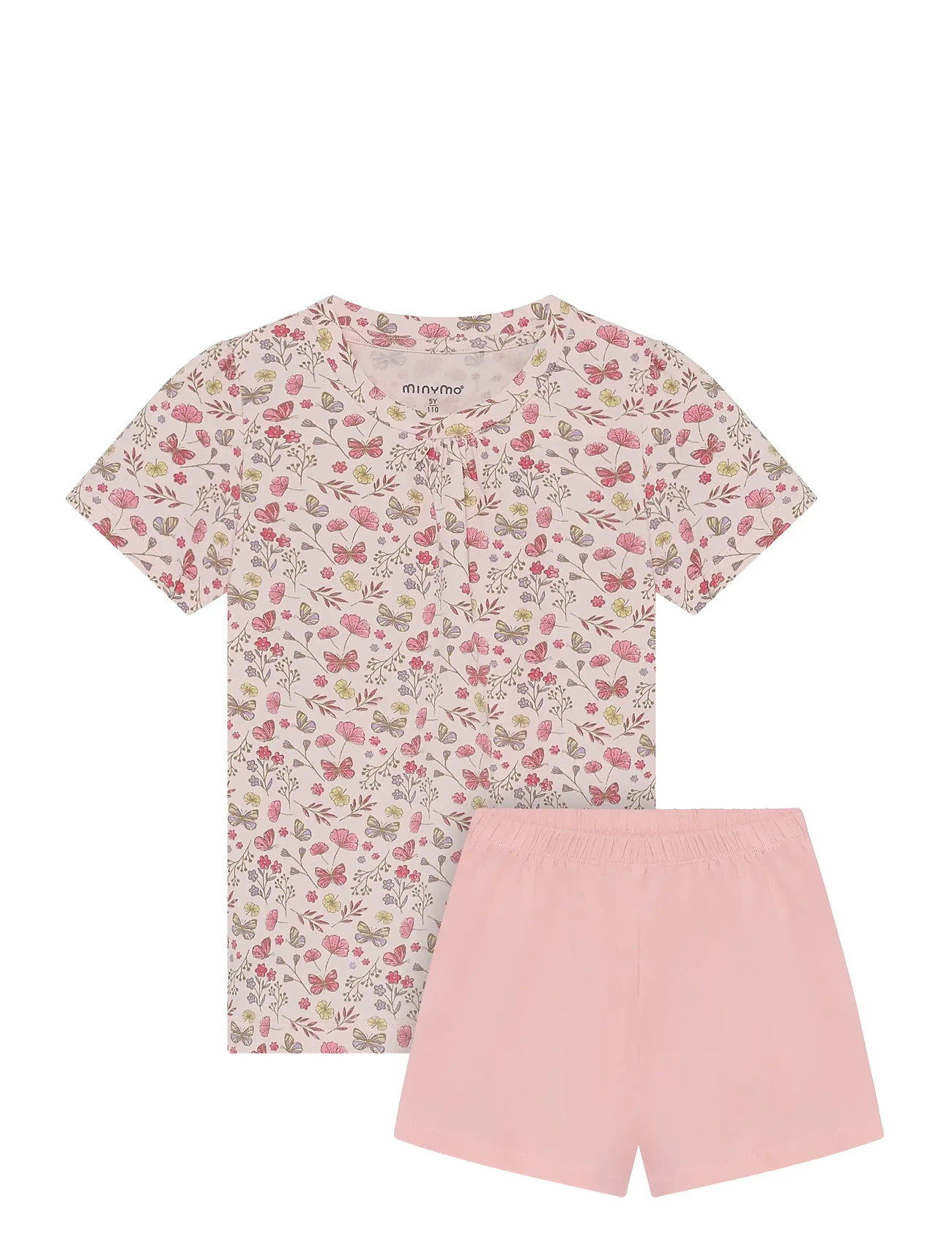Minymo T-Shirt+Short Set Aop, 110, Pink, Sæt > Sæt Med Kortærmet T-Shirt, Børn