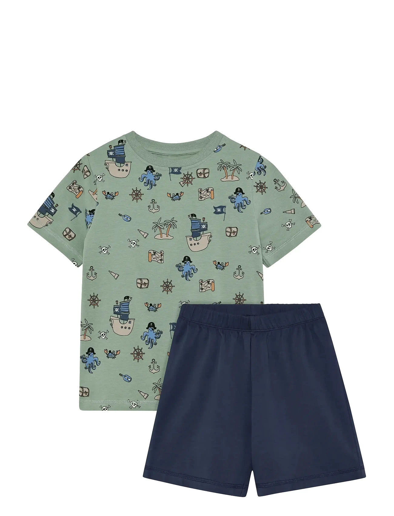 Minymo Nightset Ss Aop, 116, Navy, Pyjamas > Pyjamas-Sæt, Børn