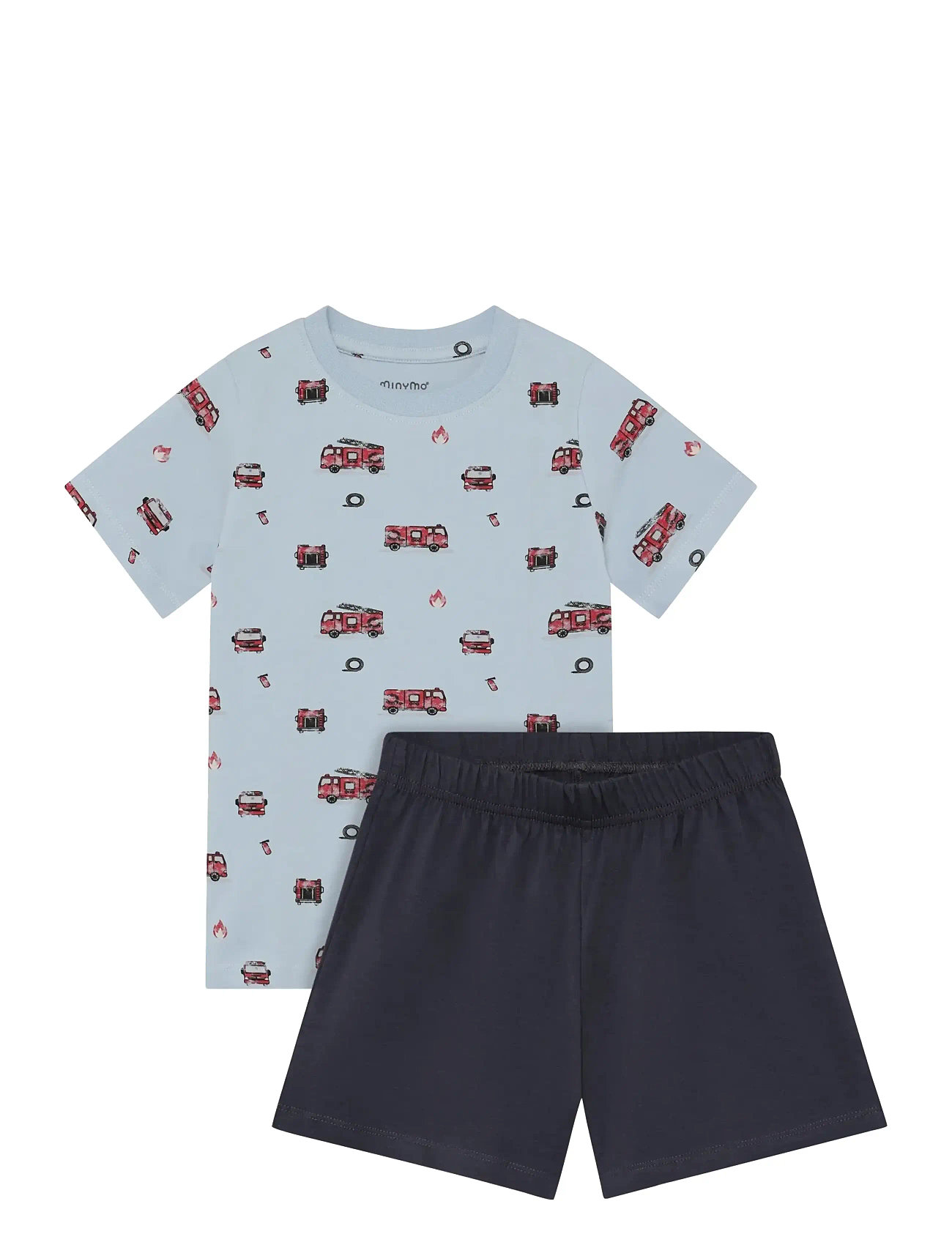 Minymo T-Shirt+Short Set Aop, 110, Blue, Sæt > Sæt Med Kortærmet T-Shirt, Børn