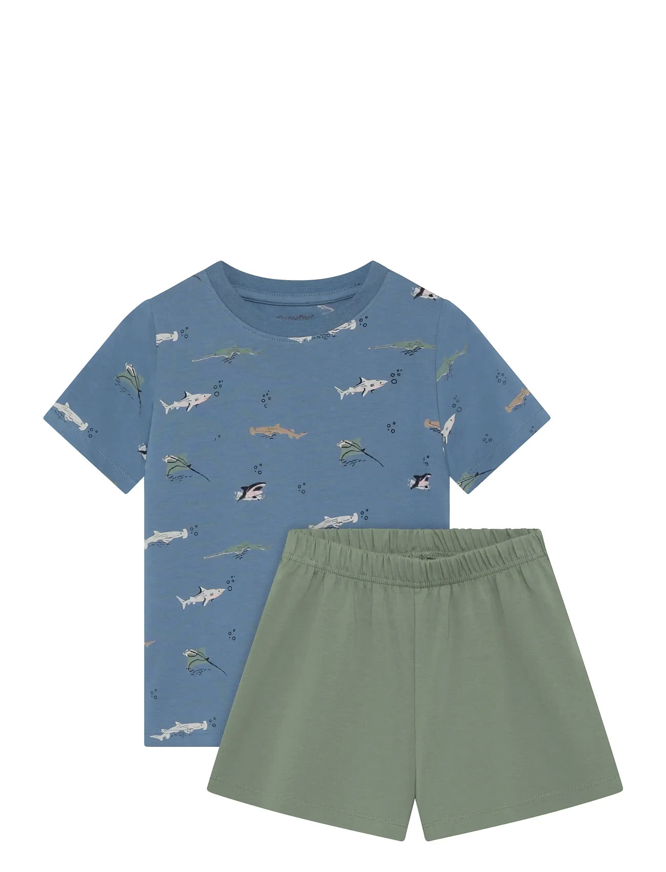 Minymo T-Shirt+Short Set Aop, 98, Blue, Sæt > Sæt Med Kortærmet T-Shirt, Børn