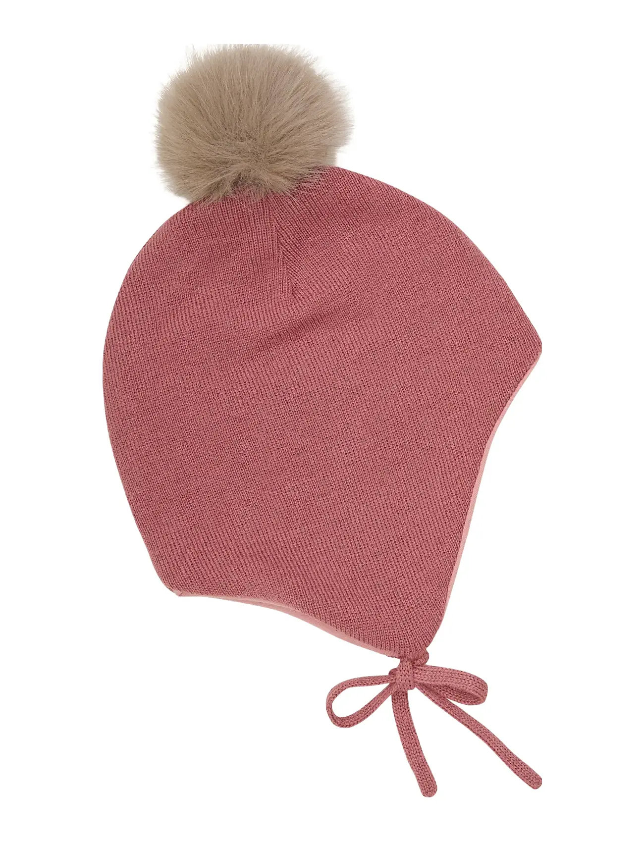 Minymo Hat W. Detachable Fake Fur, 3-6M, Pink, Hats - Beanie, Børn