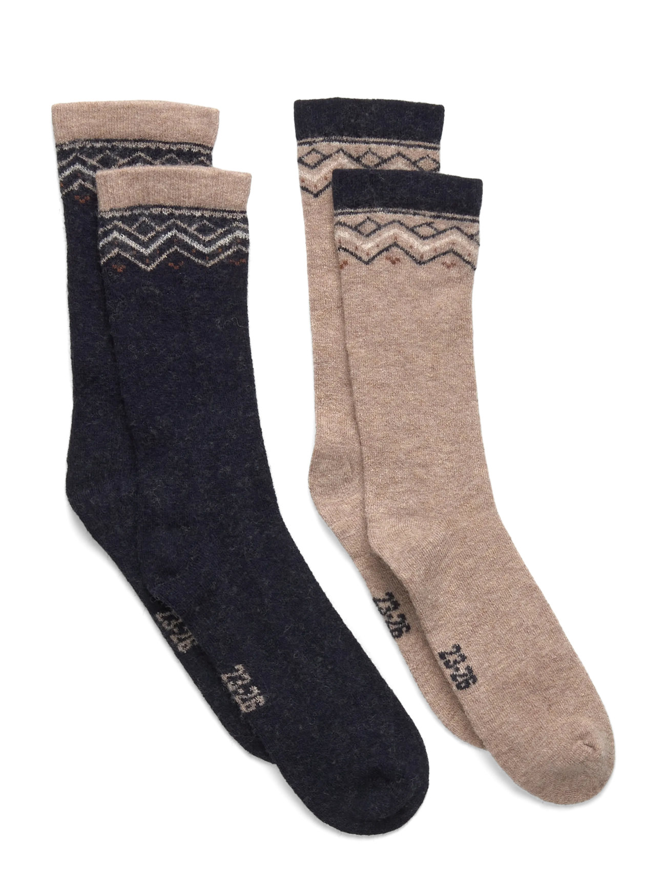 Minymo Winter Wool Socks 2-Pack, 19 , Multi/patterned, Sokker & Strømpebukser > Sokker, Børn