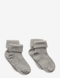 Baby rib sock w. fold (2-pack) - socks - light grey melange