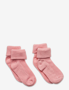 Baby rib sock w. fold (2-pack) - strømper - rose