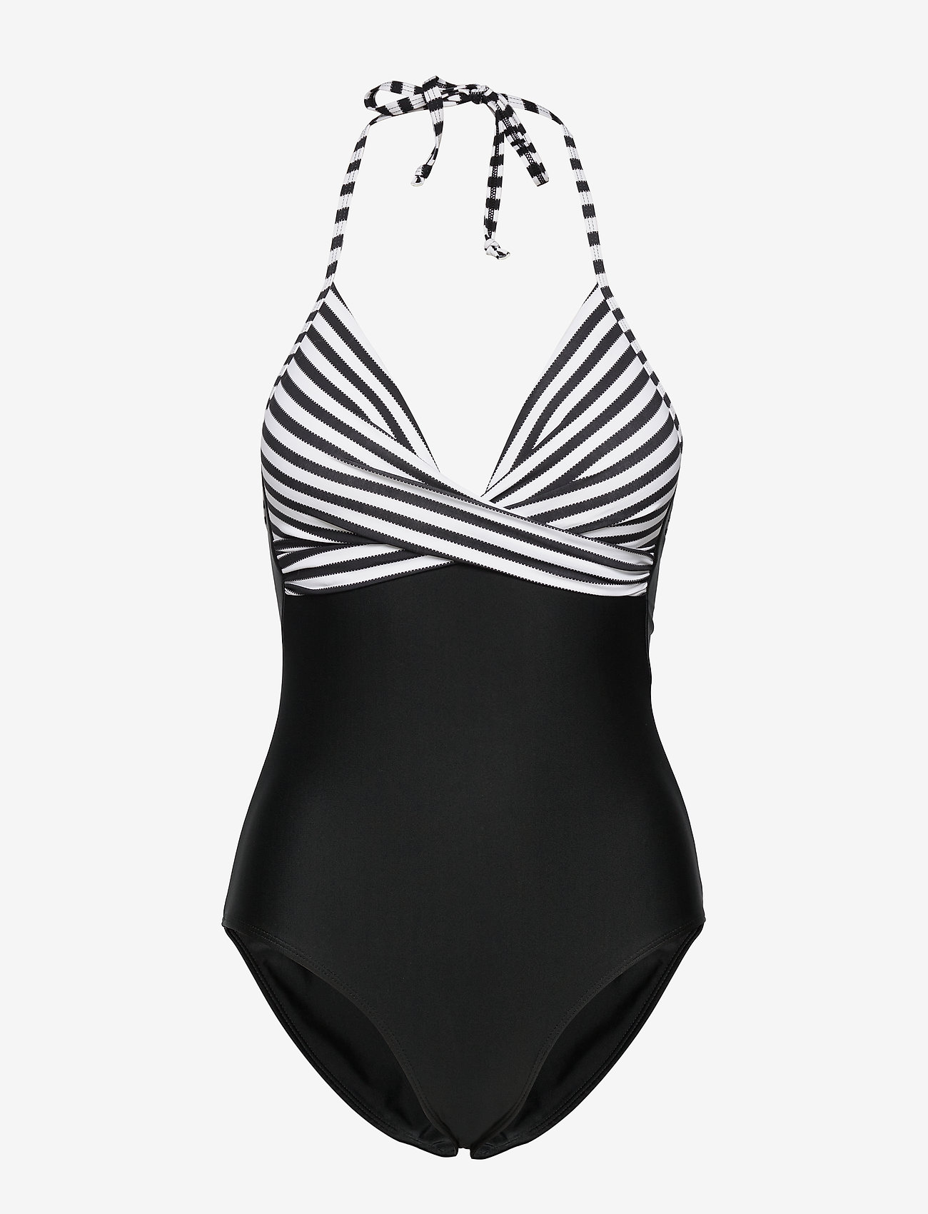 black and white striped swimsuit