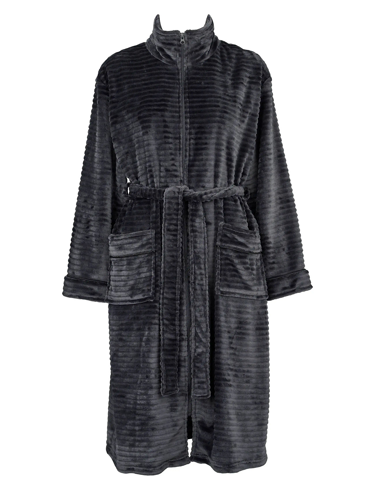 MISSYA Fine Fleece Morgenmantel W Zipper Grau - M - Damen