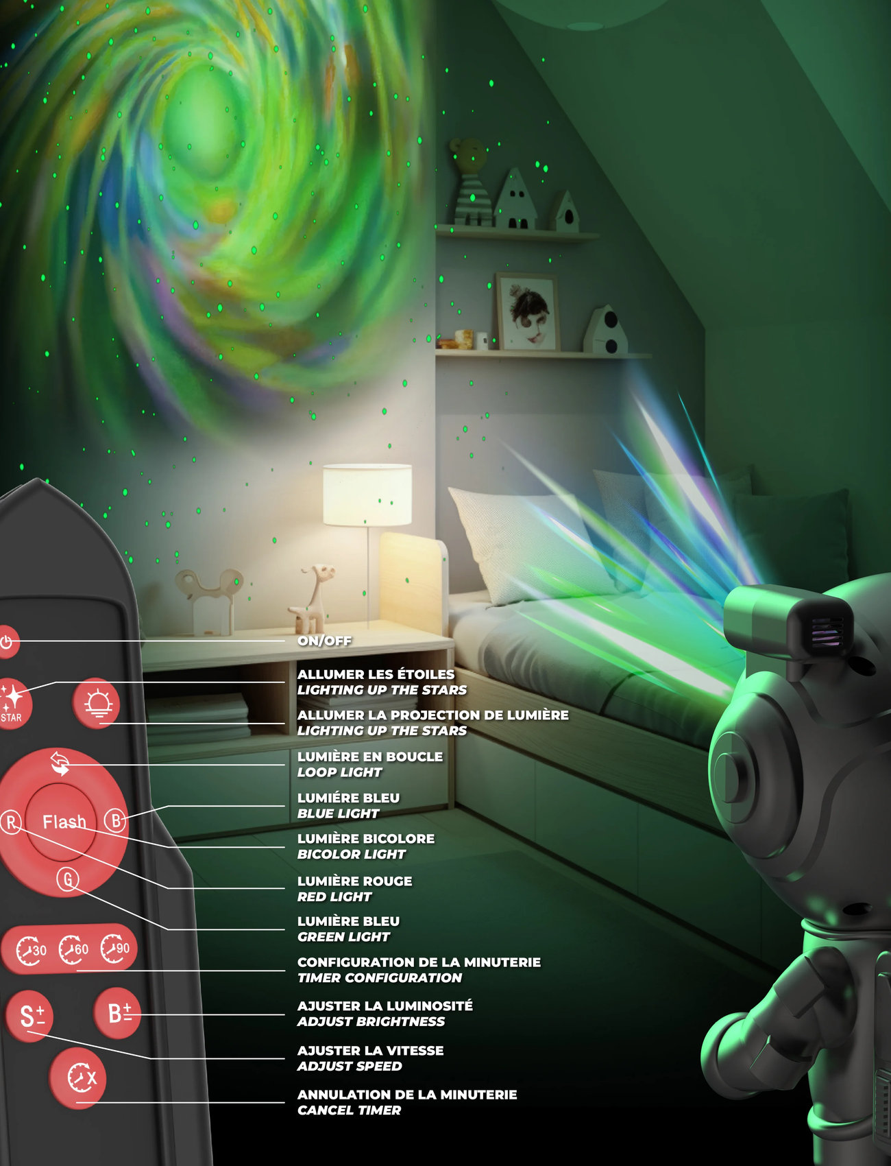 Mobility On Board Stellar Light Silver - Milky Way Projector, One Size, Multi/patterned, Belysning > Natlamper, Børn