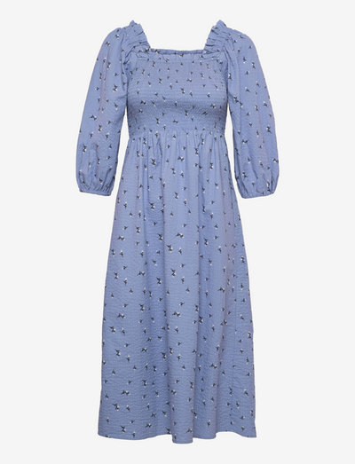 Tinne print dress - sommerkjoler - blue mist bloom