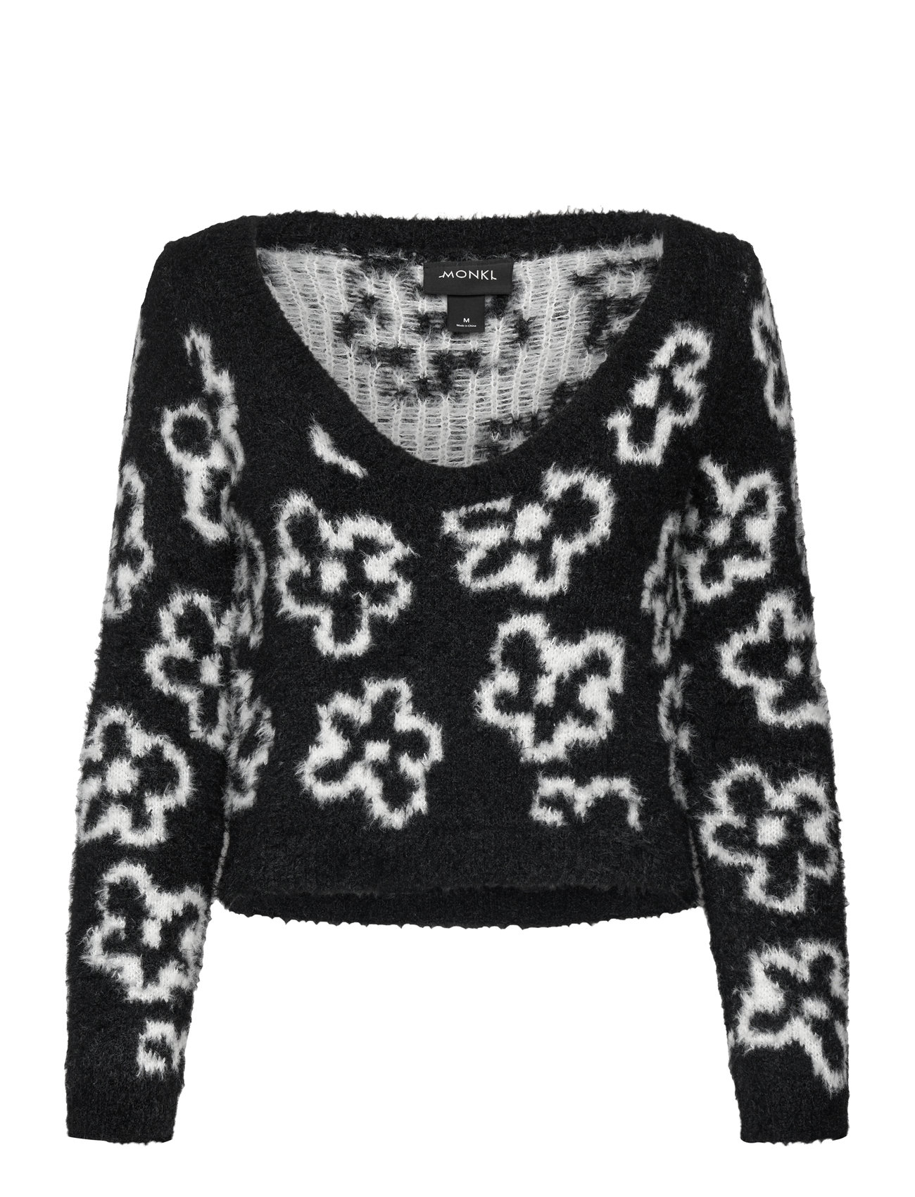 Monki Fluffy Knitted Boat Neck Sweater Svart