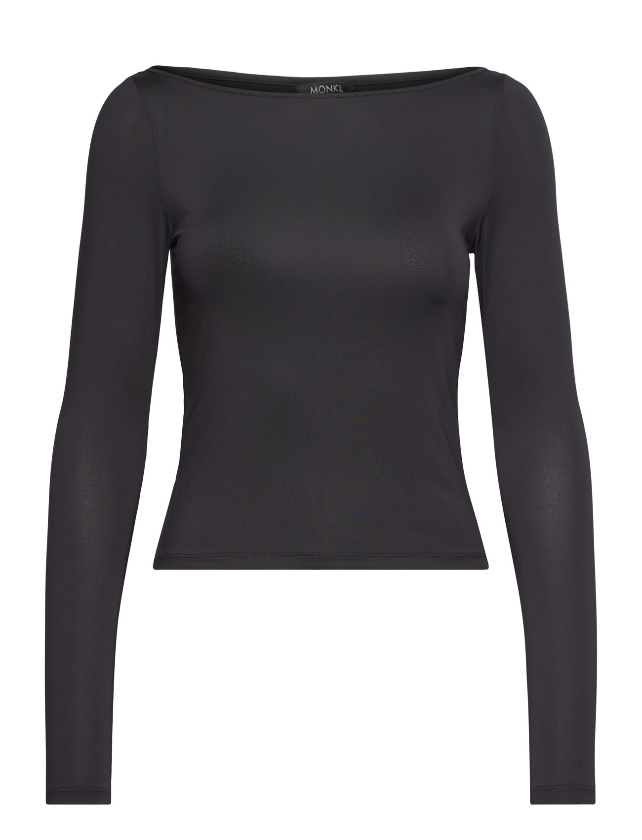 Monki Long Sleeve Boat Neck Top Svart