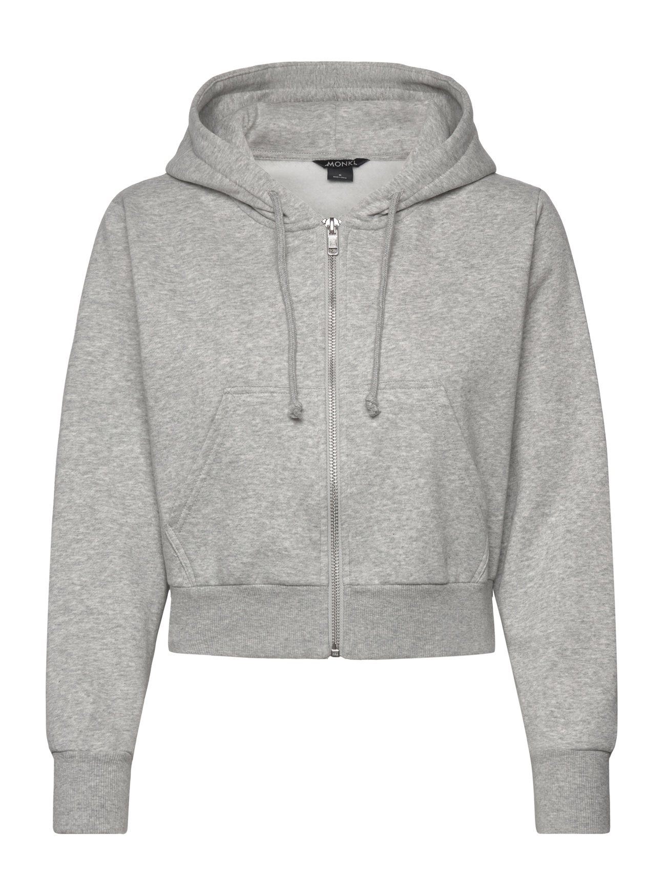 Monki Cropped Zip Hoodie Grå