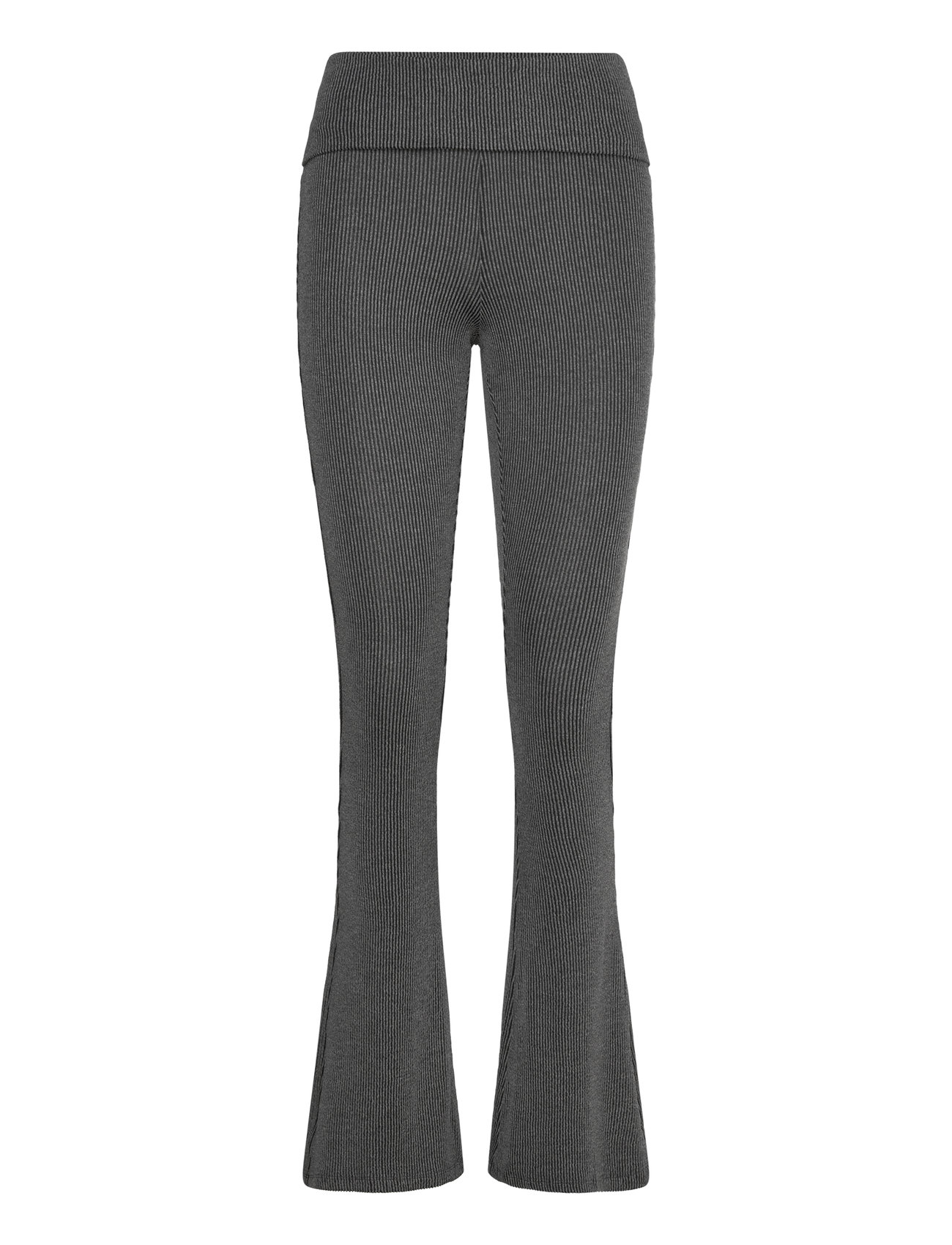 Monki Low Waist Flared Ribbed Trousers Svart