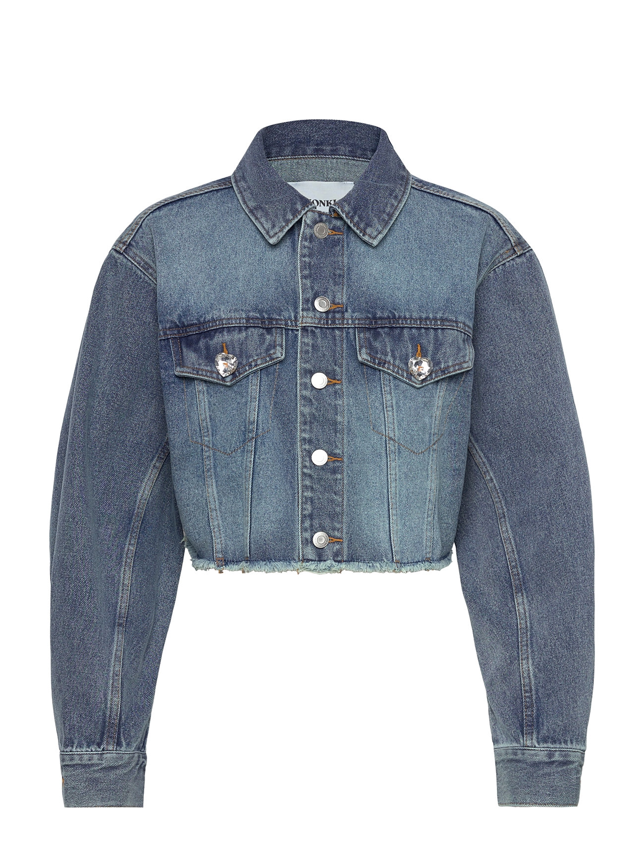 Cropped Over D Barrel-Sleeved Denim Jacket Dongerijakke Denimjakke Blue Monki